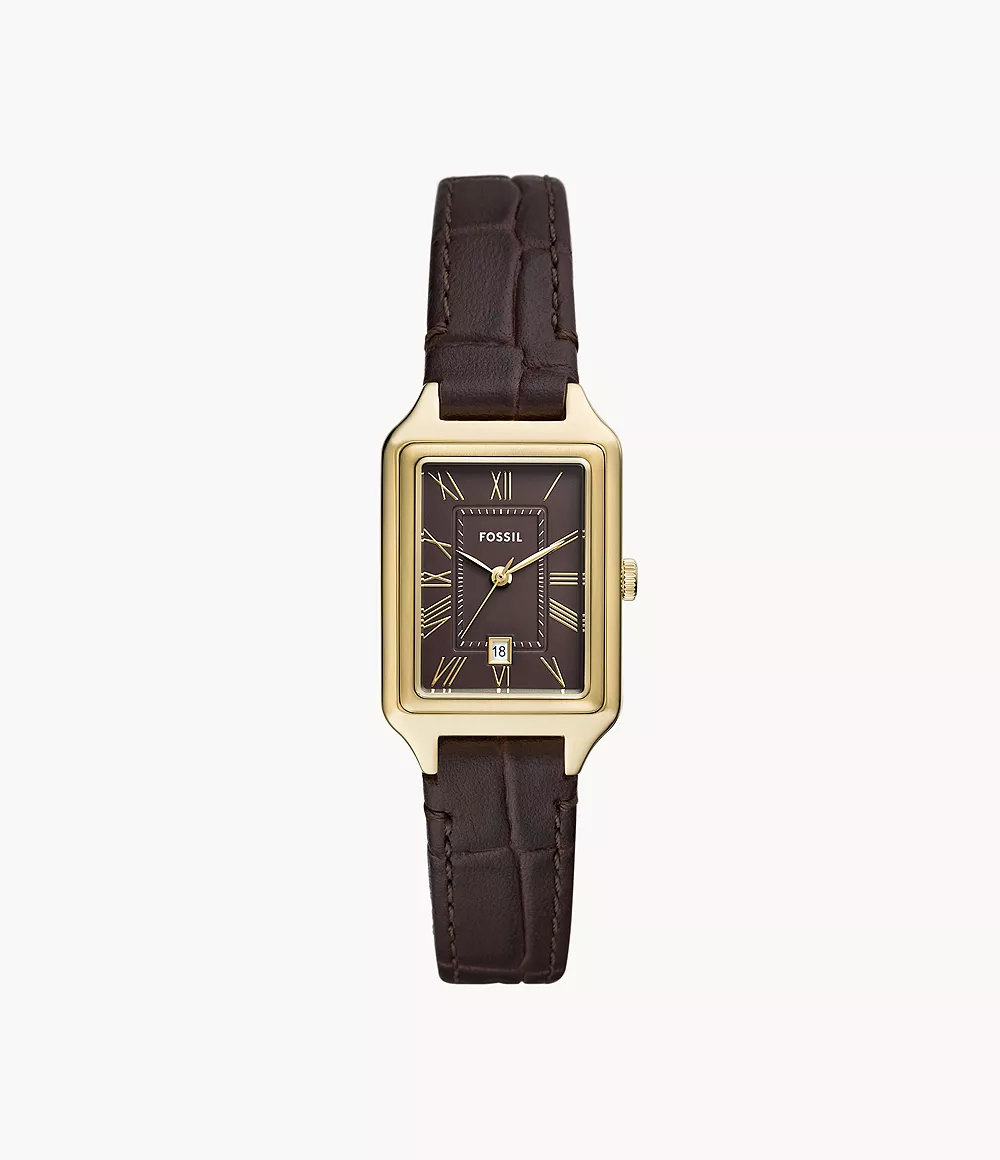 Fossil ES5367 นาฬิกาผู้หญิง Raquel Three-Hand Date Brown Croco LiteHide™ Leather Quartz Women's Watch