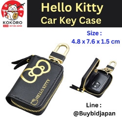 [PRE-ORDER] ซองหนัง ใส่กุญแจ รีโมทรถยนต์ กระเป๋าใส่กุญแจรถ คิตตี้ สีดำ ลายทอง Hello Kitty Car Key Case