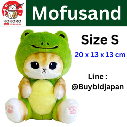 [PRE-ORDER] ตุ๊กตา แมวโมฟุ Mofusand ชุดกบเขียว ขนาด S 20 x 13 x 13 cm นำเข้าจากญี่ปุ่น โมฟุซาน mofu ぽてたまぬいぐるみ かえるにゃん ベージュ