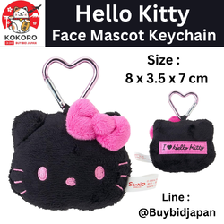 [PRE-ORDER] พวงกุญแจ คิตตี้ ข้อรูปหัวใจ I Love Hello Kitty Face Keychain サンリオ フェイス形マスコットホルダー ハローキティ ブラック 087599
