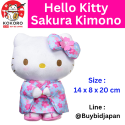 [PRE-ORDER] ตุ๊กตา คิตตี้ กิโมโน ซากุระ Hello Kitty Kimono Sakura Size S นำเข้าจากญี่ปุ่น サンリオ ハローキティ 桜着物シリーズ 水色 ぬいぐるみ Sサイズ 098467-17