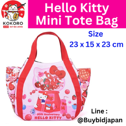 [PRE-ORDER] กระเป๋า คิตตี้ ครบรอบ 50 ปี กระเป๋าผ้า สีชมพู ลายลูกกวาด Hello Kitty Mini Tote Bag Sanrio Japan