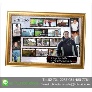 Photo Mix ขนาด 20x30" กรอบไม้ สีทอง เคลือบร้อน