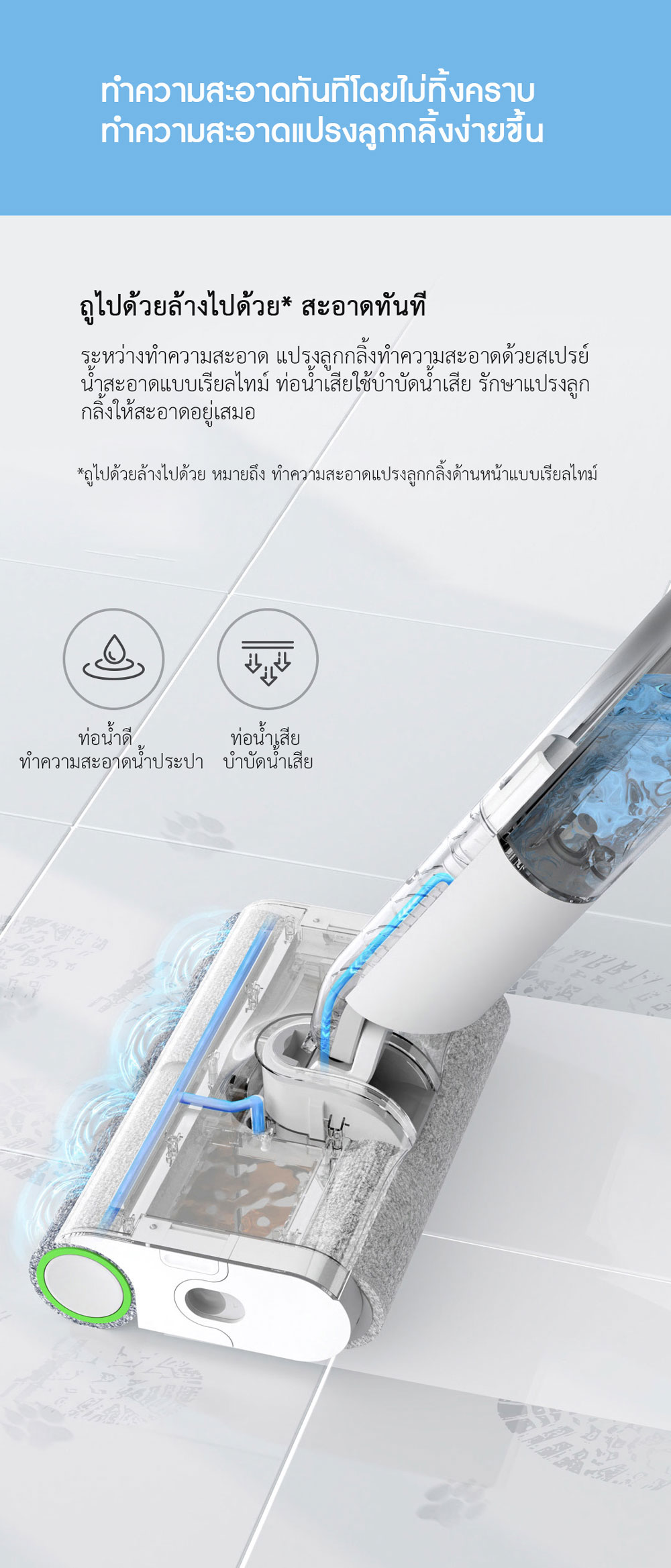 Xiaomi Double Brush Wireless Mopping Machine - ไม้ถูพื้นไร้สายแบบแปรงคู่เสี่ยวหมี่