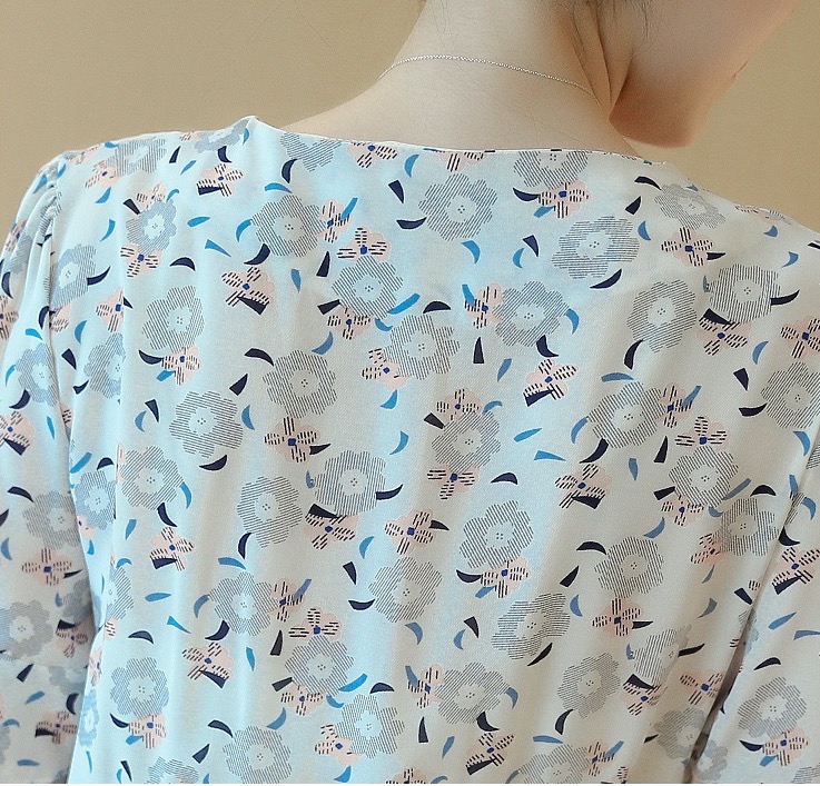 ชุดคลุมท้อง ทรงสวย ลายดอกไม้ ผ้าชีฟอง รอบท้องยืดตัว M,L,XL