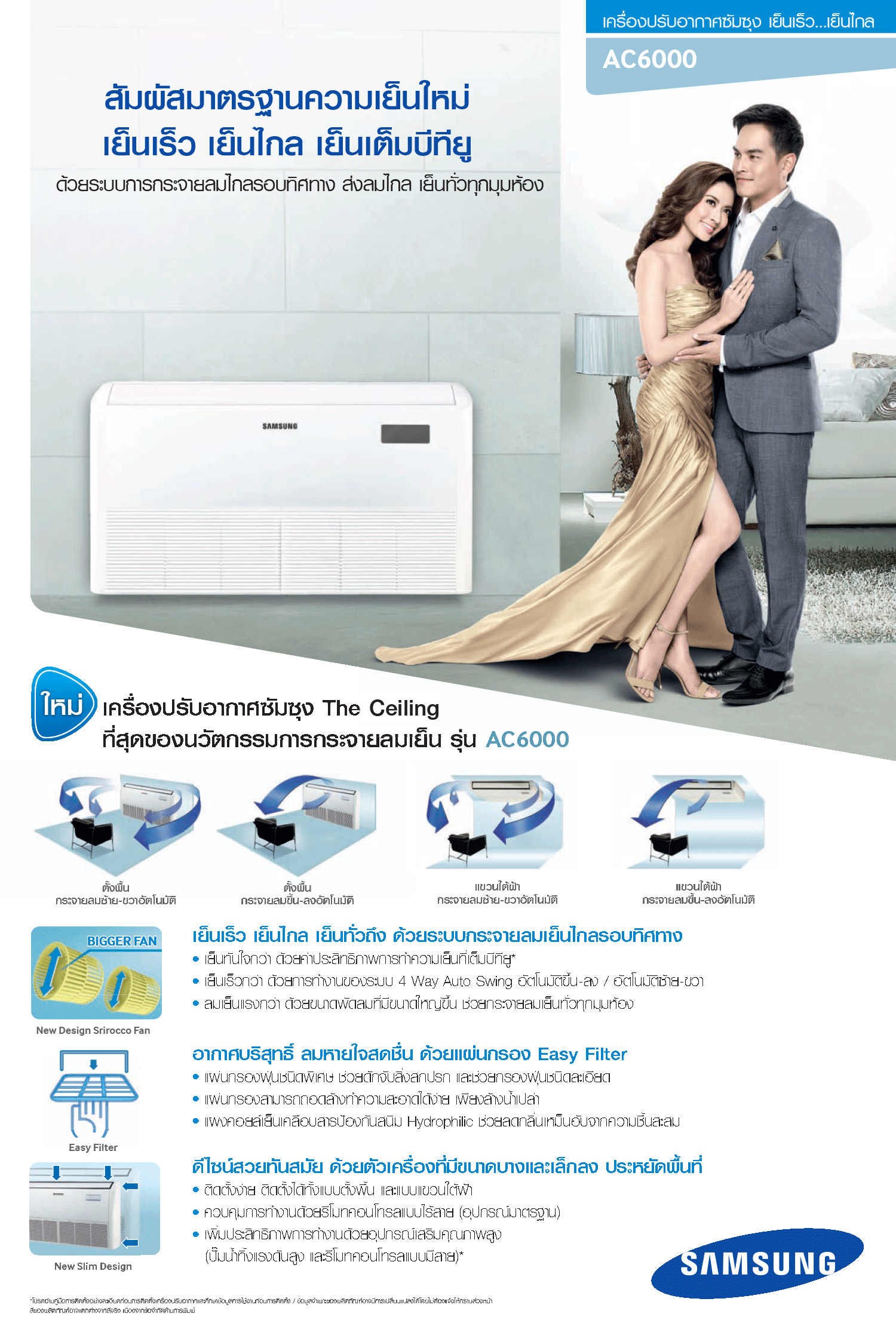 แอร์ Samsung ตั้งแขวน รุ่น AC036HBCPED/TS ขนาด 36,000 BTU