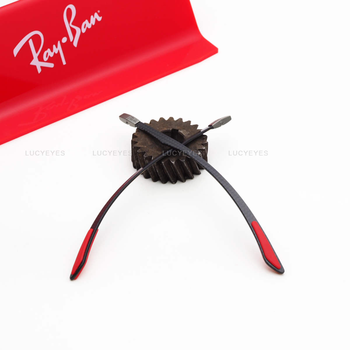 ขาแว่น RAYBAN แท้ 100% RX8413 CARBON FIBRE สีเทา แดง