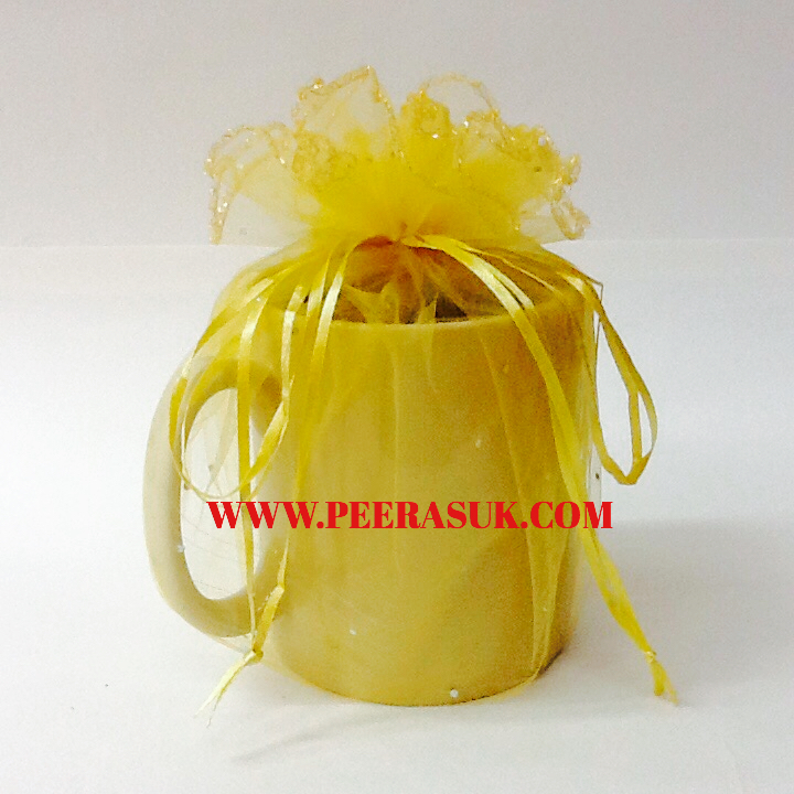 ถุงผ้าแก้วกลม (สีทอง) 60 ซม. แพคละ 10 ใบ