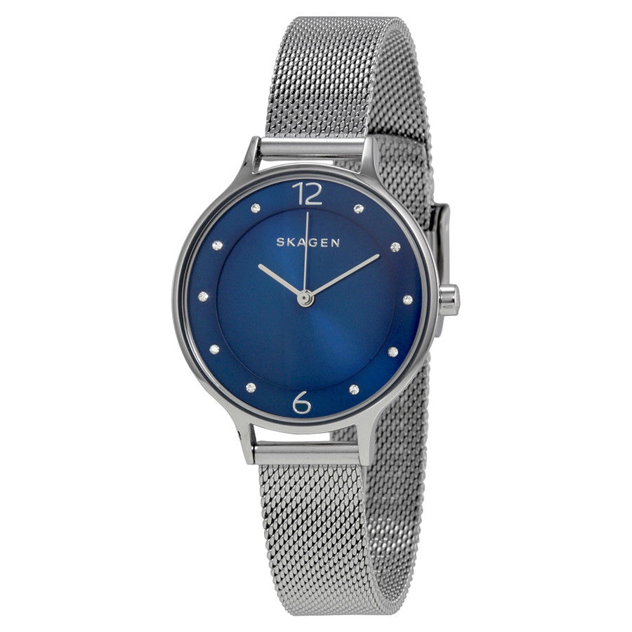 Skagen SKW2307 นาฬิกาผู้หญิง Skagen รุ่น SKW2307, Anita Blue Dial Crystal Mesh Bracelet Women's Watch