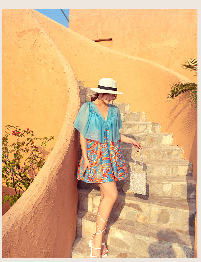 ชุดว่ายน้ำวันพีชไซส์ใหญ่ 7xl พร้อมส่ง :ชุดว่ายน้ำคนอ้วนชุดเที่ยวทะเลสีฟ้าน้ำทะเลแต่งลายใบไม้และระบายที่แขน มีกางเกงขาสั้นใส่ด้านในแบบสวยน่ารักมากๆจ้า :ขนาด รอบอก 42 - 52 นิ้ว เอว 40 - 50 นิ้ว สะโพก 44 - 58 นิ้ว