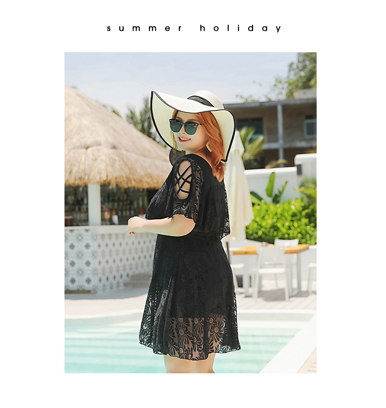 ชุดว่ายน้ำคนอ้วน ชุดเที่ยวทะเล 7xl พร้อมส่ง:ชุดว่ายน้ำไซส์ใหญ่สีดำแต่งลายลูกไม้มีกางเกงขาสั้นใส่ด้านใน แบบเก๋น่ารักมากๆจ้า:รอบอก44-54นิ้ว เอว38-48นิ้ว สะโพก46-58นิ้ว