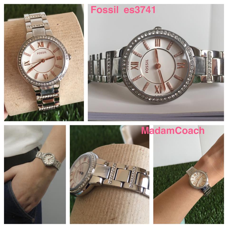 ของแท้ นาฬิกาข้อมือสครี Fossil Virginia Crystal Accented Bracelet Watch ES3741