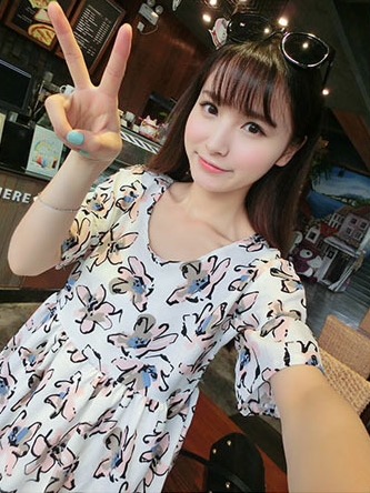 ชุดคลุมท้อง ลายดอกไม้หวานๆ ขาวชมพู S,M,L,XL