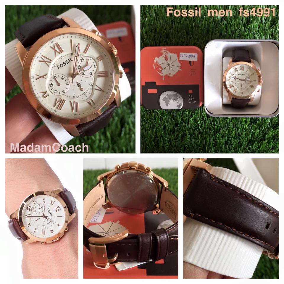 ของแท้ Fossil FS4991 Grant Chronograph นาฬิกาสุภาพบุรุษ สายหนัง