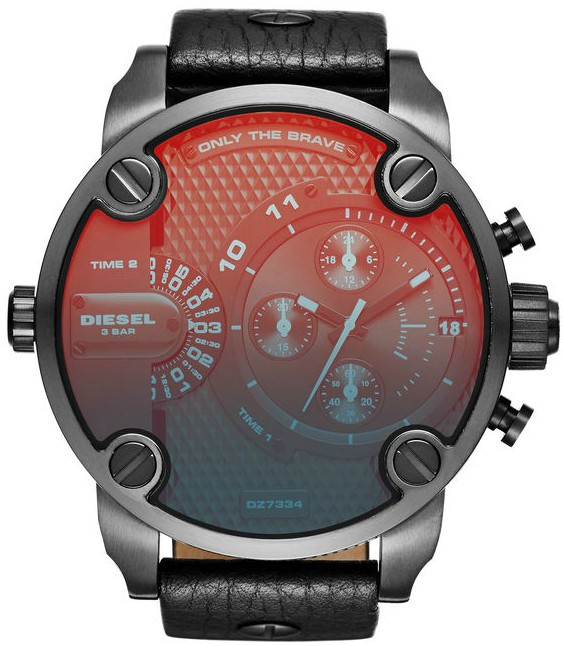 Diesel DZ7334 นาฬิกาผู้ชาย Diesel รุ่น DZ7334, Little Daddy Chronograph Black Leather Men's Watch
