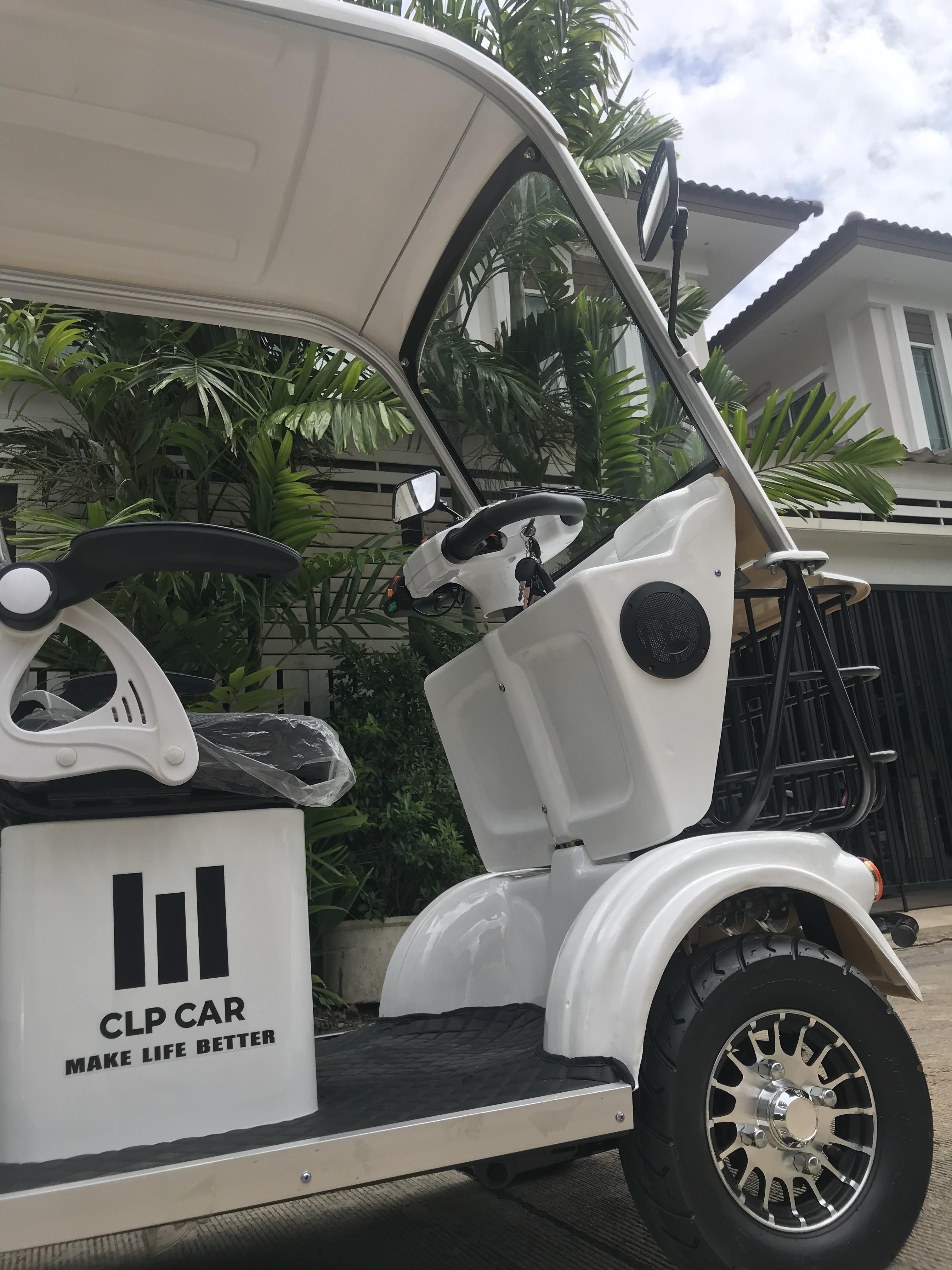 รถไฟฟ้า 4 ล้อ 3 ที่นั่ง รุ่น M-01 ยี่ห้อ CLP CAR สีขาว ขับแฮนด์บิด