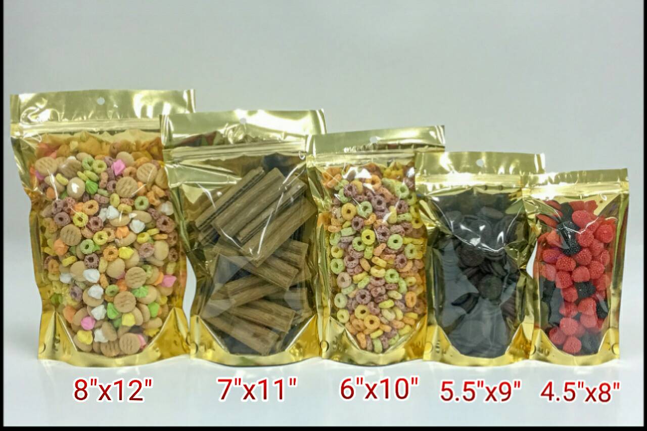 ถุงซิปตั้ง-ฟอยล์ทองหน้าใส (แบบหนา200ไมครอน) #ลิลลี่