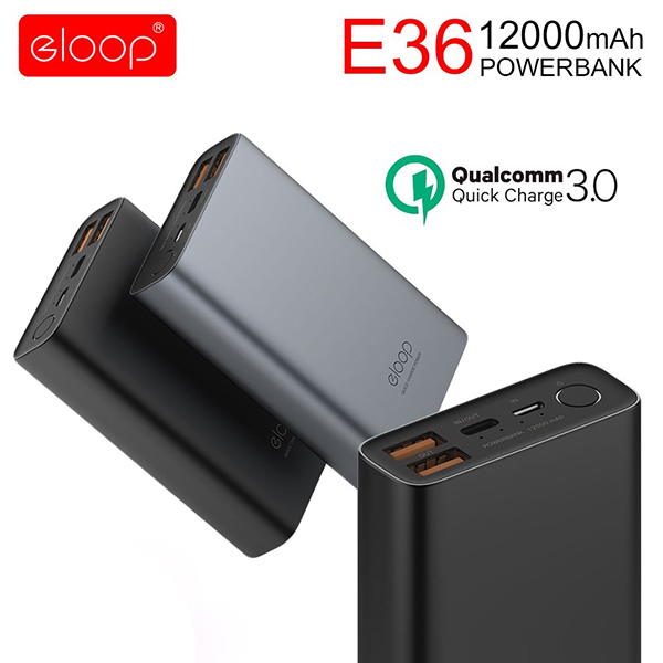 แบตสำรอง Eloop E36 12000 mAh รองรับ Quick Charge 3.0