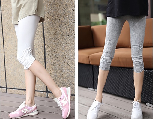 เลคกิ้งคนท้อง 4 ส่วนปลายย่นน่ารักๆ มีสายปรับขนาดครรภ์ มี 2 สี M,L,XL