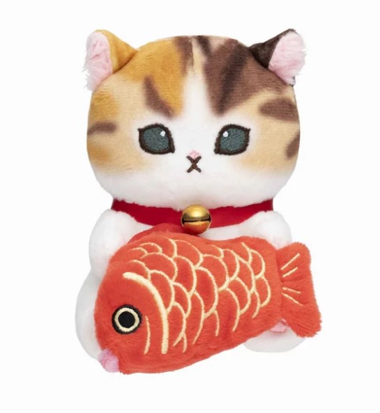 [พร้อมส่ง] แมวโมฟุ ตุ๊กตาเกาะคอม แมวอุ้มปลา นำพาความโชคดี Mofusand Desktop Hook Size H12 × W7.5 x D11 cm นำเข้าจากญี่ปุ่น