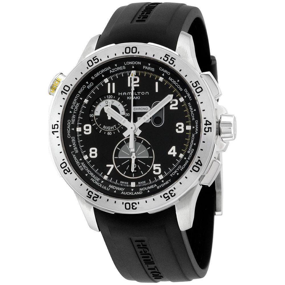 Hamilton H76714335 นาฬิกาผู้ชาย Hamilton รุ่น H76714335, Khaki Aviation Worldtimer Chrono Quartz Men's Watch