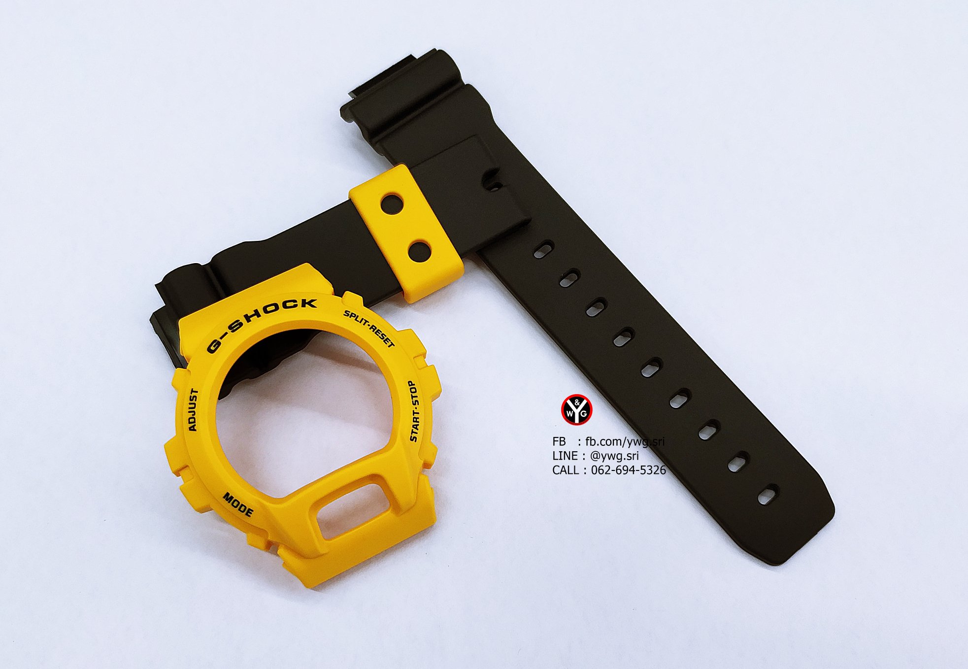 กรอบสาย G-SHOCK แท้ กรอบเหลืองฟร้อนดำ สายดำด้าน ใส่ได้รับรุ่น DW-6900