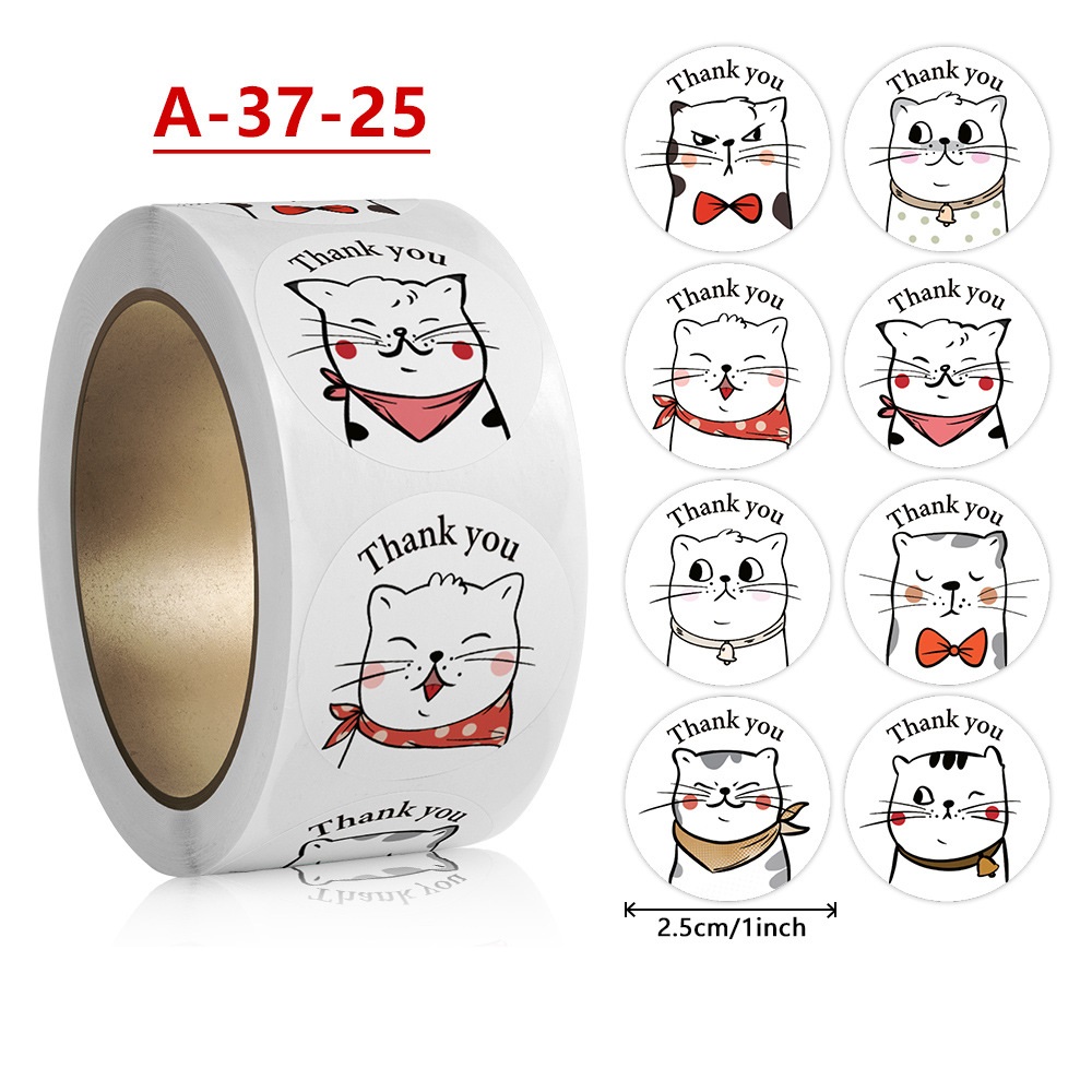 สติ๊กเกอร์ตกแต่ง สติ๊กเกอร์ขอบคุณ ลายน่ารัก อเนกประสงค์ 500 ดวง ขนาด 2.5 cm