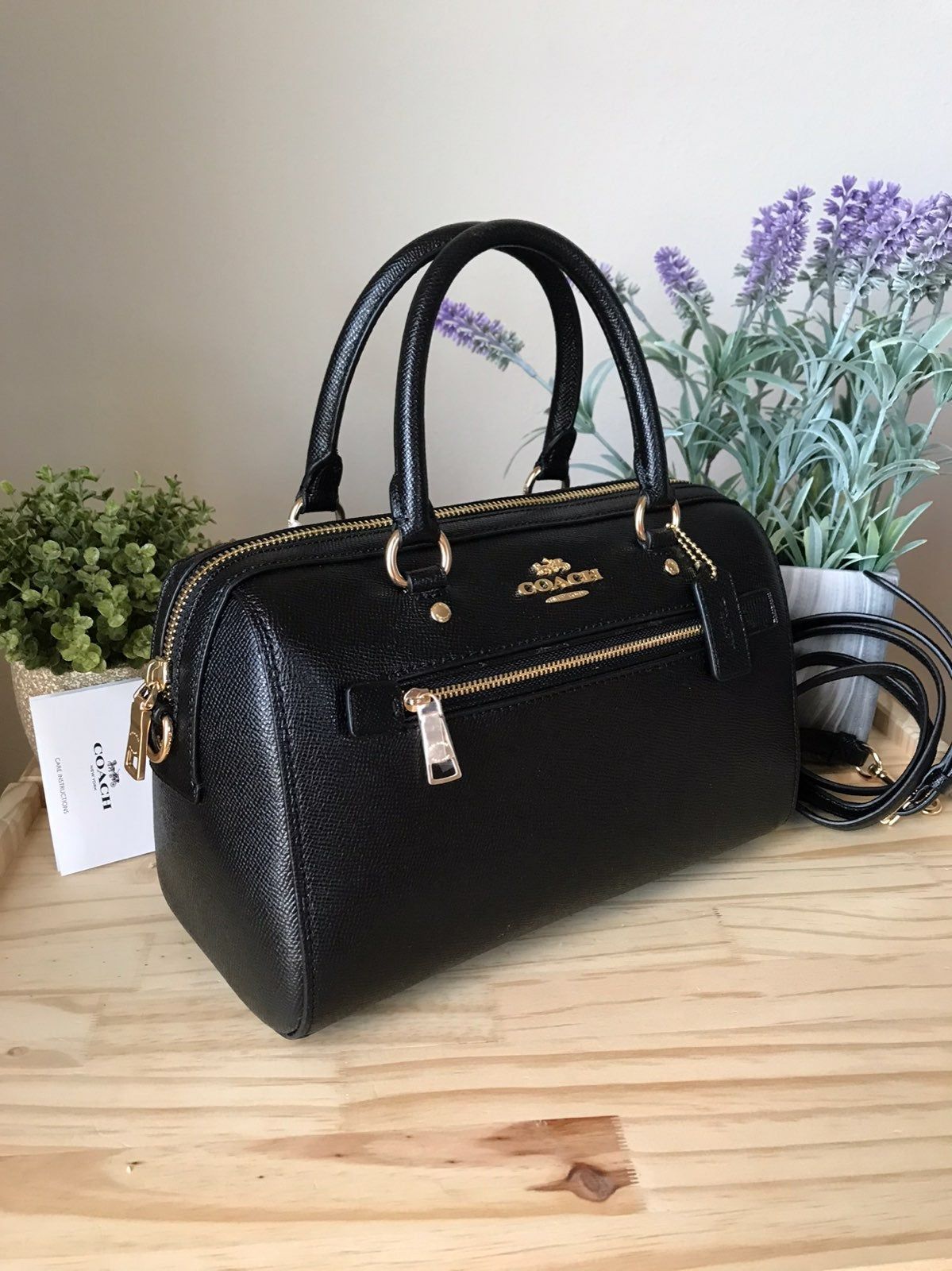 Coach 79946 Rowan Satchel Crossgrain Leather Handbag Black