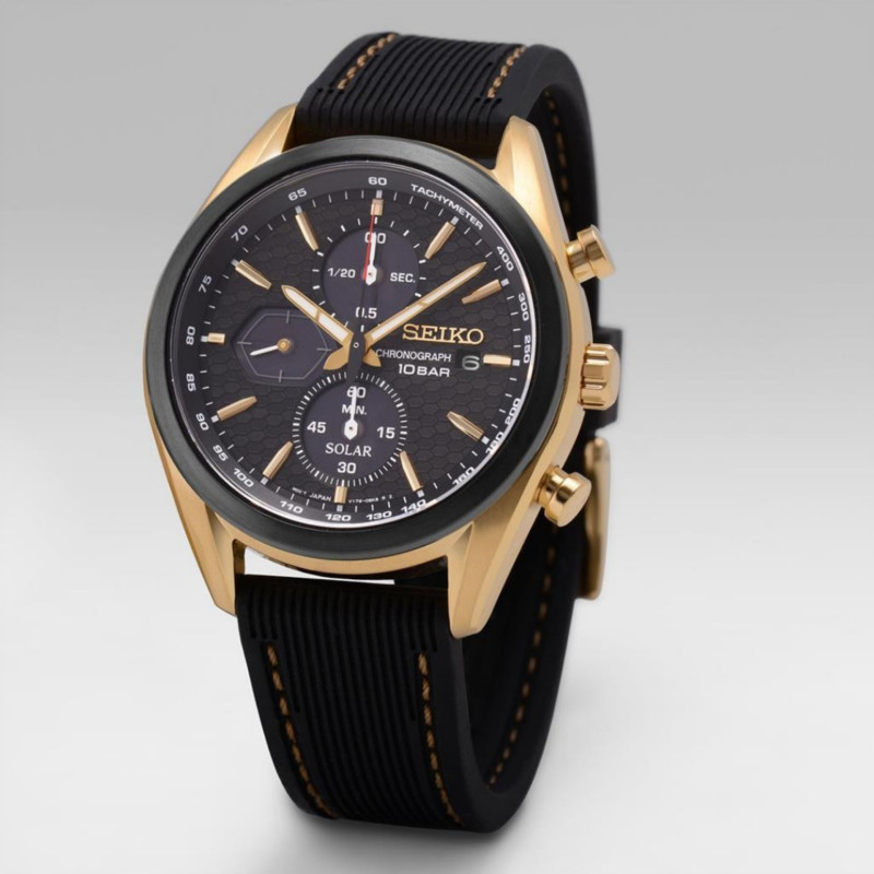 Seiko SSC804 นาฬิกาผู้ชาย Chronograph Solar Silicone Men's Watch
