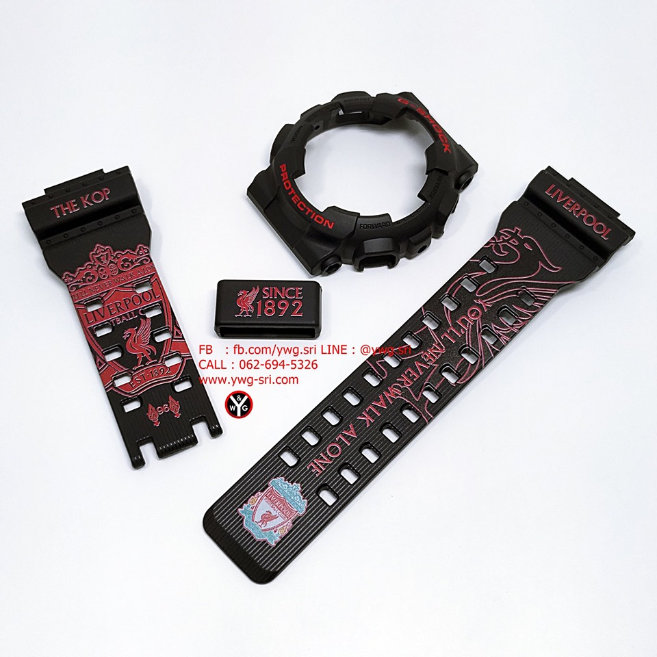 กรอบสาย G-SHOCK แท้ สีดำด้านฟอนต์แดง สกรีนลาย Liverpool ใส่ได้รับรุ่น GA-100 ,GA-110 ,GA-120 ,GD-100 ,GD-120