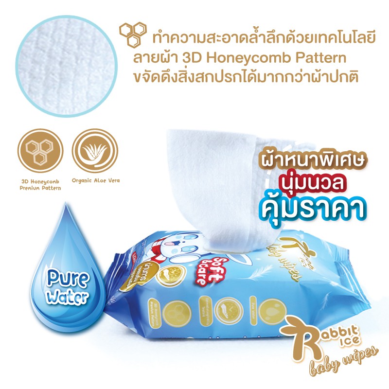 🎉ถูกที่สุด✨ ทิชชู่เปียก 🔥 Rabbitice Baby wipes กระดาษทิชชู่เปียก 20 แผ่น / ซอง