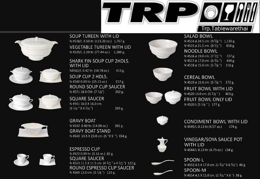 Noodle Bowl / ถ้วยชามก๋วยเตี๋ยว,ชามขนม,ชามใส่อาหาร,จานเซรามิค,โบนไชน่า ขนาด 15 cm.N4518 Tyfoon Ceramics Bone China Trp.Tablewarethai
