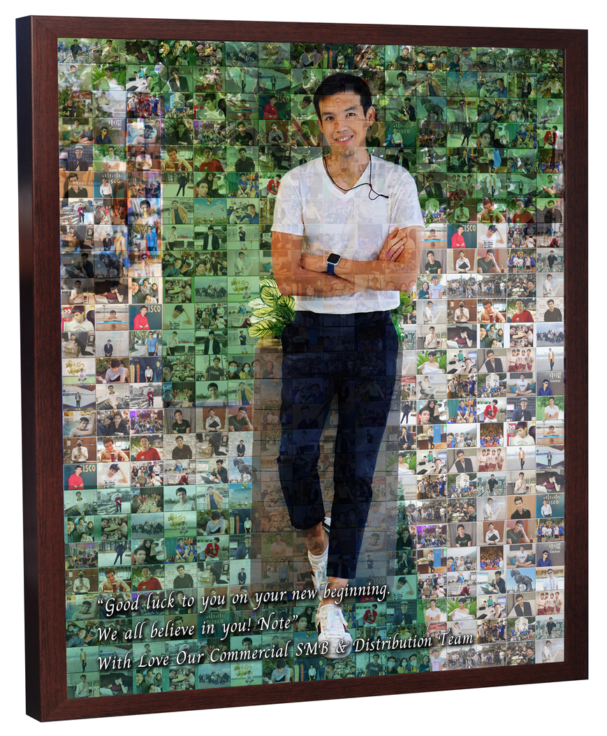 ของขวัญวันเกษียณ Mosaic Photo ขนาด 16x20 นิ้ว + กรอบไม้เส้นP32โอ๊ค E เคลือบร้อน