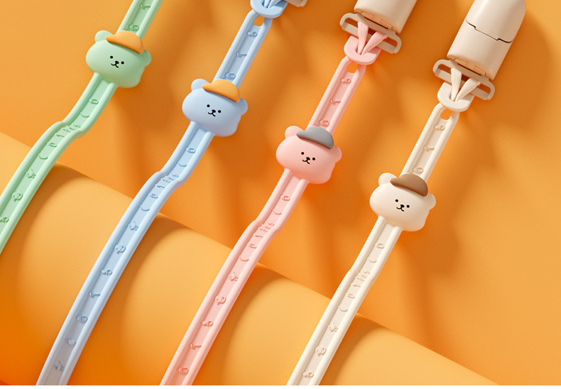 สายคล้องลายหมี ยาว 11 นิ้ว สีมินิมอล สายซิลิโคน