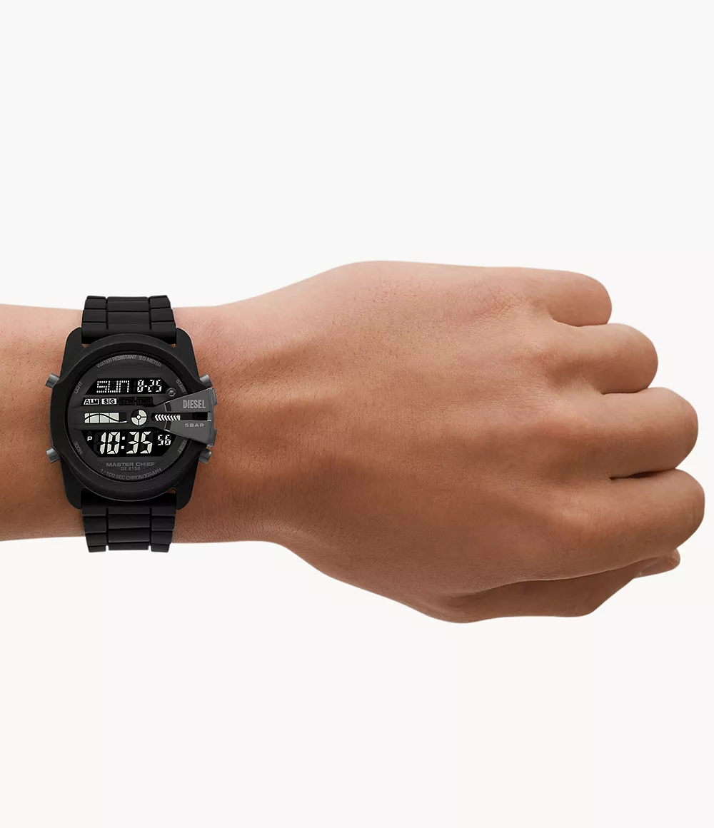 Diesel DZ2158 นาฬิกาผู้ชาย Master Chief Digital Black Silicone Quartz Men's Watch