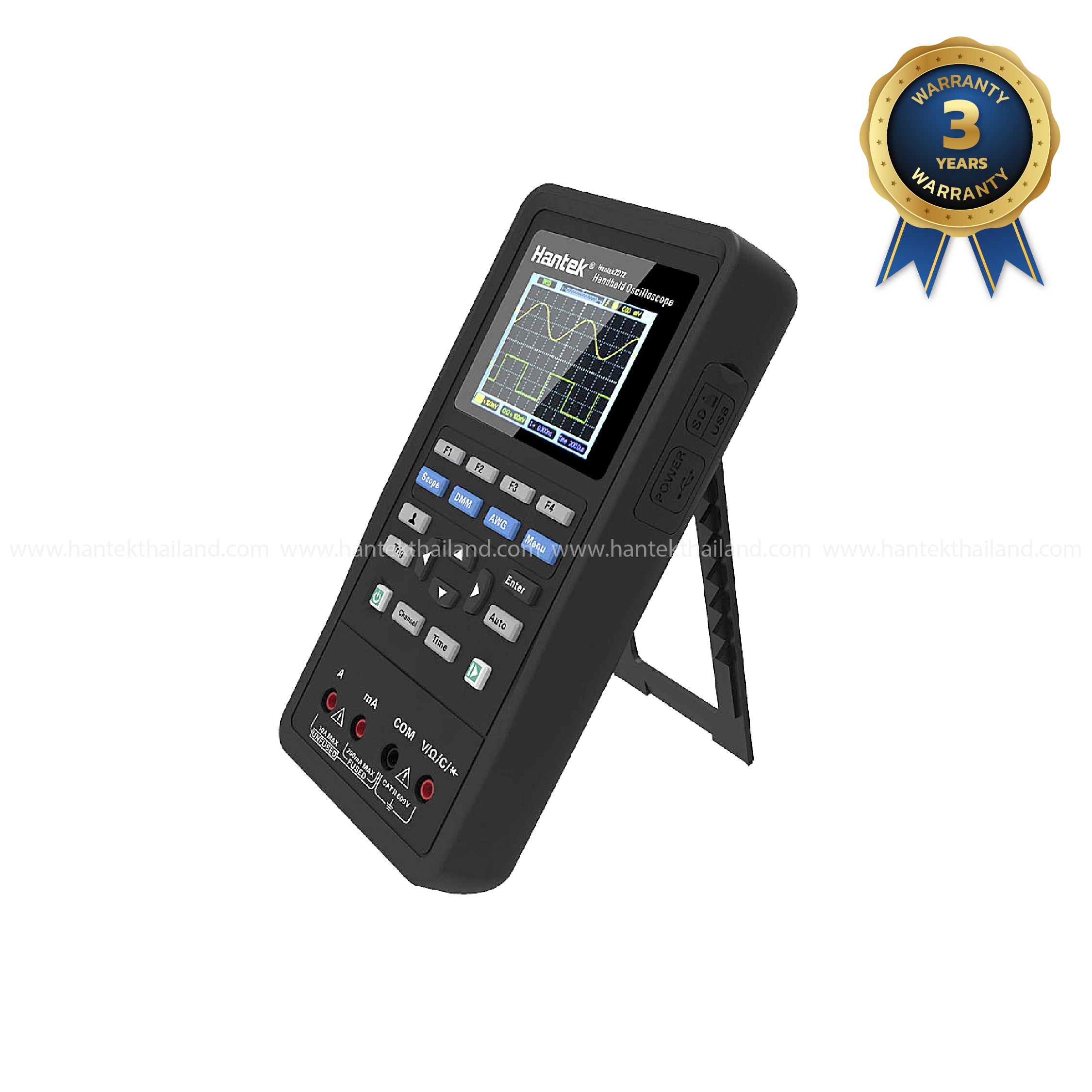 Hantek 2D72 ออสซิลโลสโคปขนาดเล็กแบบพกพาขนาด 70 MHz 2 ช่อง + ฟังก์ชันเจนเนอเรเตอร์ + ดิจิตอลมัลติมิเตอร์