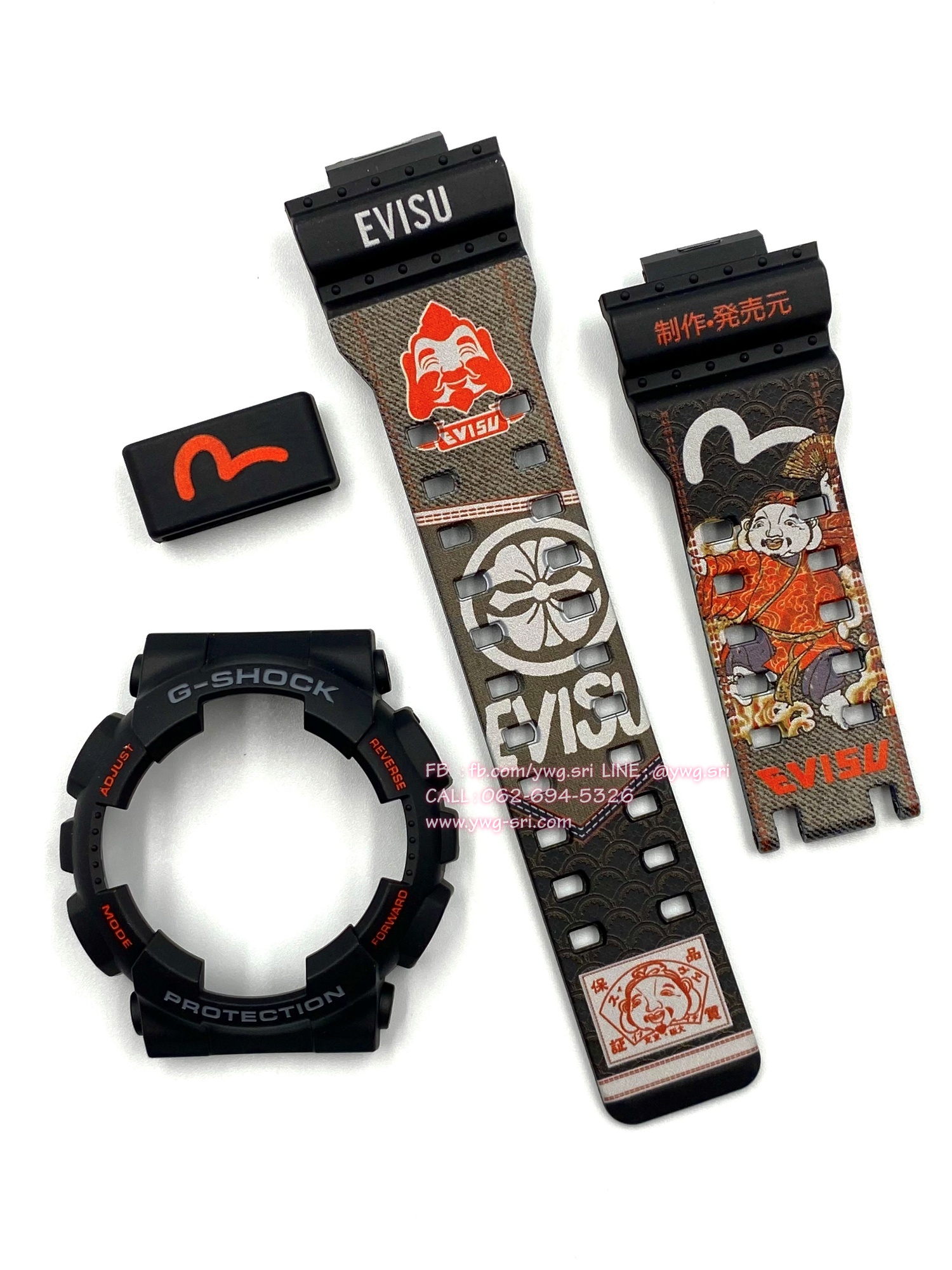 กรอบสาย G-SHOCK แท้✅ สีดำด้าน สกรีนลาย EVISU ใส่ได้กับรุ่น GA-100 ,GA-110 ,GA-120 ,GA-140 ,GAX-100 ,GD-100 ,GD-120