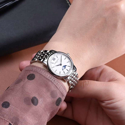 Frederique Constant FC-206SW1S6B นาฬิกาผู้หญิง Classics Moonphase Slimline Quartz Women's Watch