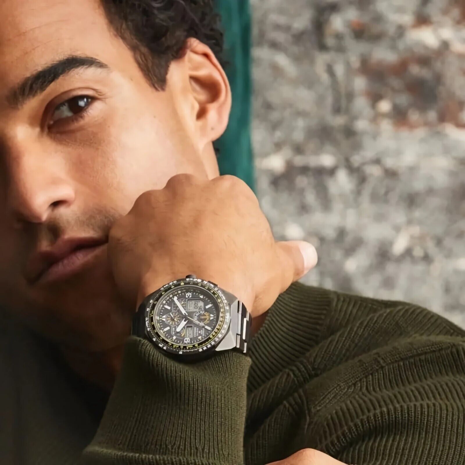 Citizen JY8127-59E นาฬิกาผู้ชาย Eco-Drive Promaster Skyhawk A-T Chronograph GMT Men's Watch