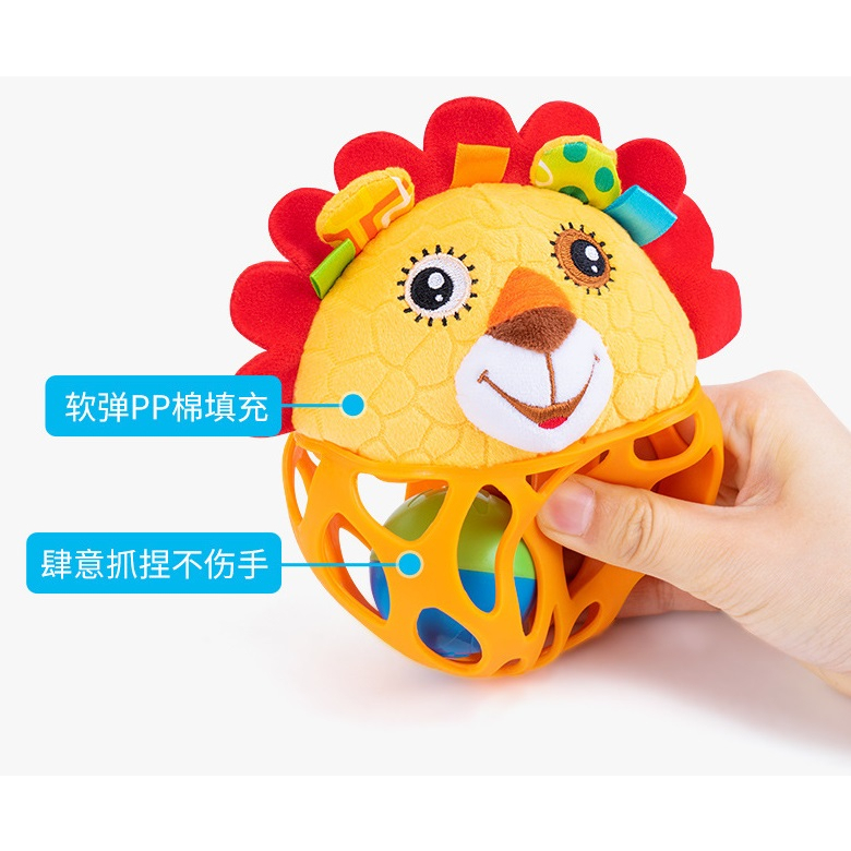 Jollybaby ของเล่นลูกบอลซิลิโคน รูปสัตว์ เขย่ามีเสียง ของเล่นเด็กเล็ก