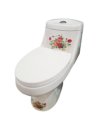 ซักโครกสีขาวเพ้นท์ Chariot #KCH-A-W1101F2 (Sweet Garden)