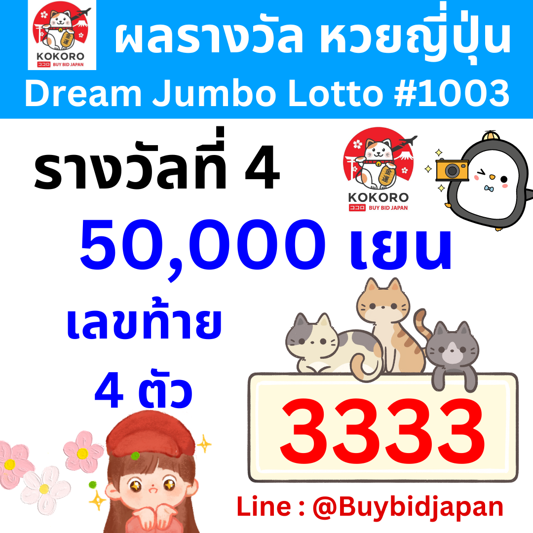 ผลตรวจรางวัล หวยญี่ปุ่น Dream Jumbo 1013