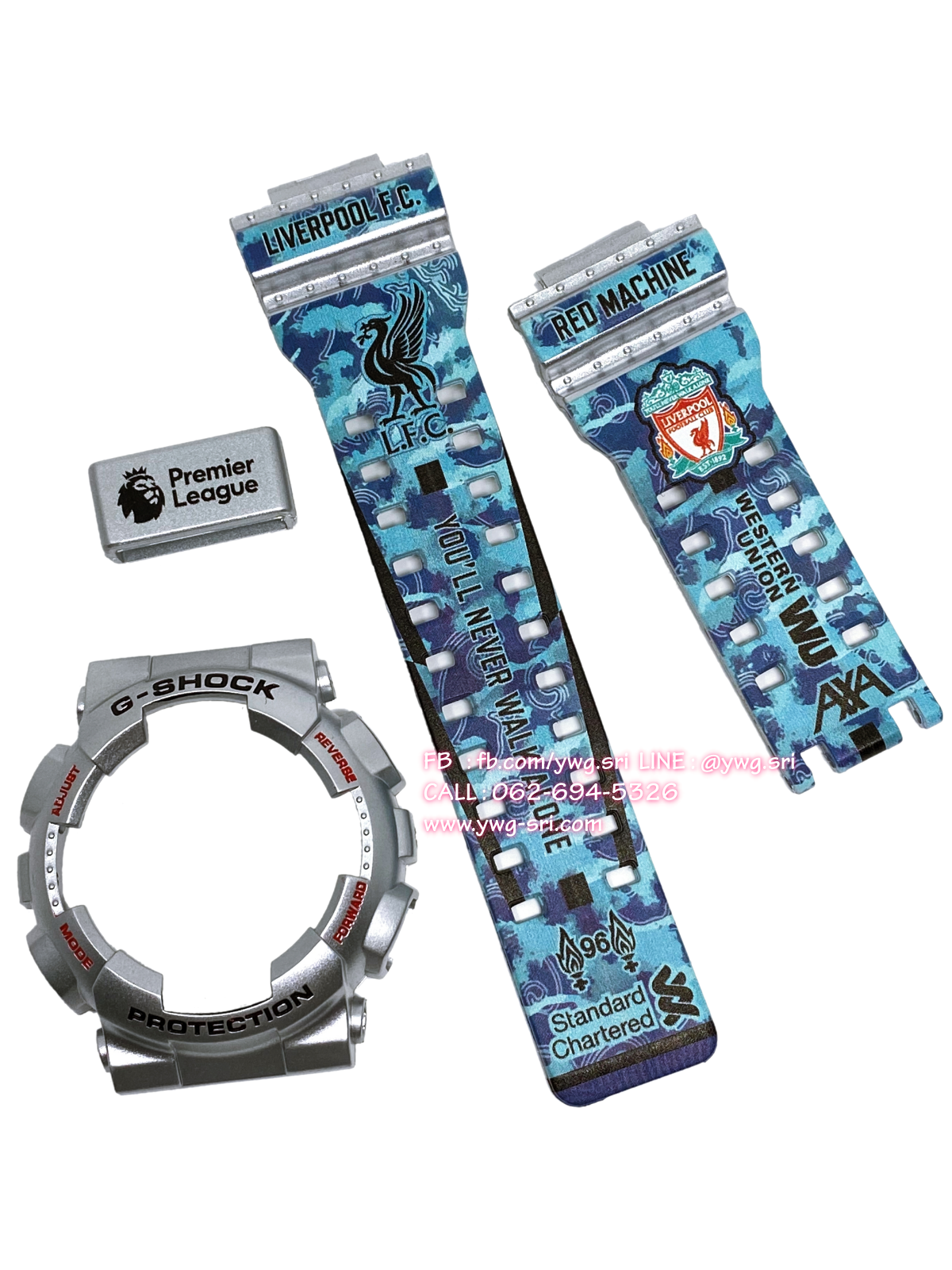 กรอบสาย G-SHOCK สีเทา สกรีนลาย Liverpool ใส่ได้กับรุ่น GA-100 ,GA-110 ,GA-120 ,GA-140 ,GAX-100 ,GD-100 ,GD-120