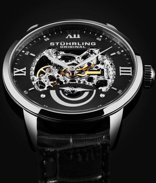 Stuhrling Original 574.02 นาฬิกาผู้ชาย Stuhrling Original รุ่น 574.02, Executive II Stainless Steel Genuine Leather Strap Men's Watch