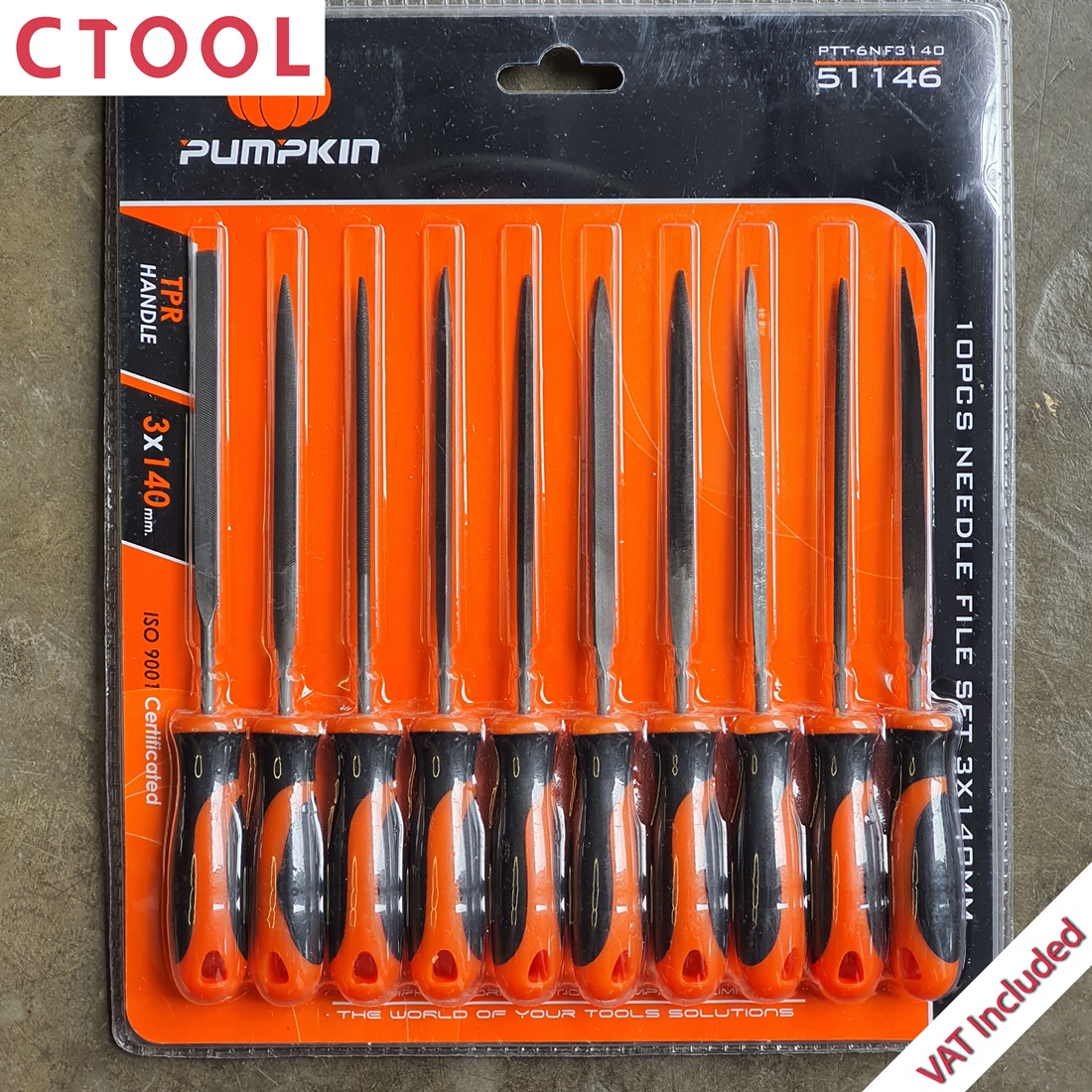 ตะไบ 10นิ้ว ตัวชุดแกน 3x140mm ชุดตะไบจิ๋วช่างทอง Pumpkin ของแท้100% - Authentic Hand Files Set (10 Pieces) - ซีทูล Ctoolhardware