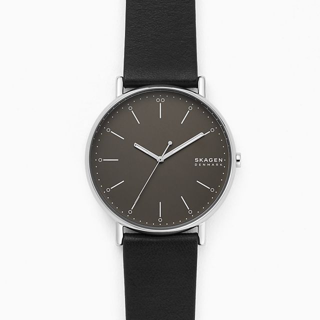 Skagen SKW6528 นาฬิกาผู้ชาย Signatur Black Leather Quartz Men's Watch