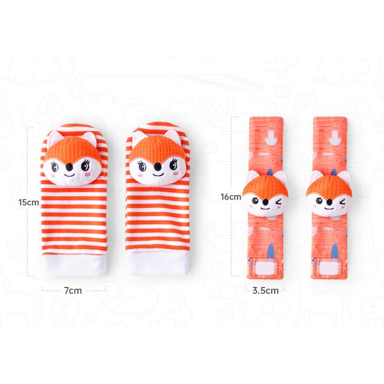 Jollybaby เซตกล่อง สายรัดข้อมือและถุงเท้าเด็ก ลายน่ารัก เขย่ามีเสียง