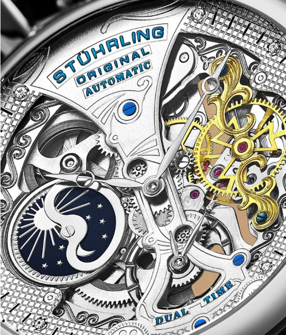 Stuhrling Original 3920.1 นาฬิกาผู้ชาย Emperor’s Grand DT Automatic Skeleton Men's Watch