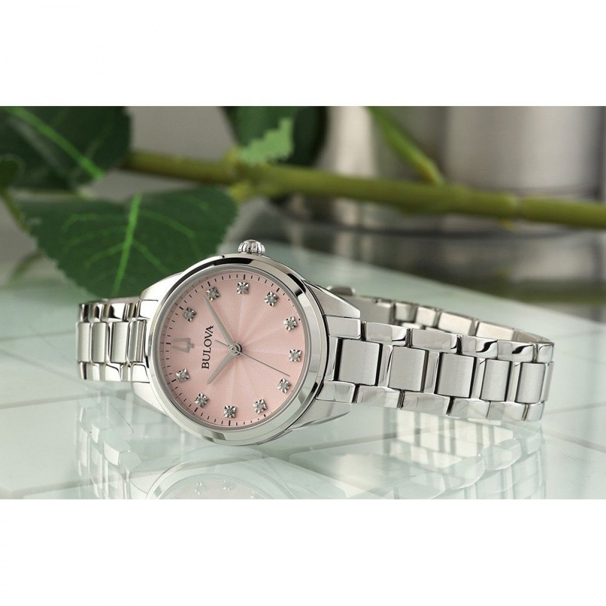 Bulova 96P249 นาฬิาผู้หญิง 11 diamonds Quartz Women's Watch