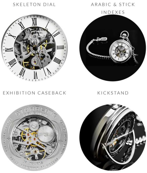 Stuhrling Original 6053.33113 นาฬิกาพก Stuhrling Original รุ่น 6053.33113, Mechanical Vintage Stainless Steel Pocket Watch